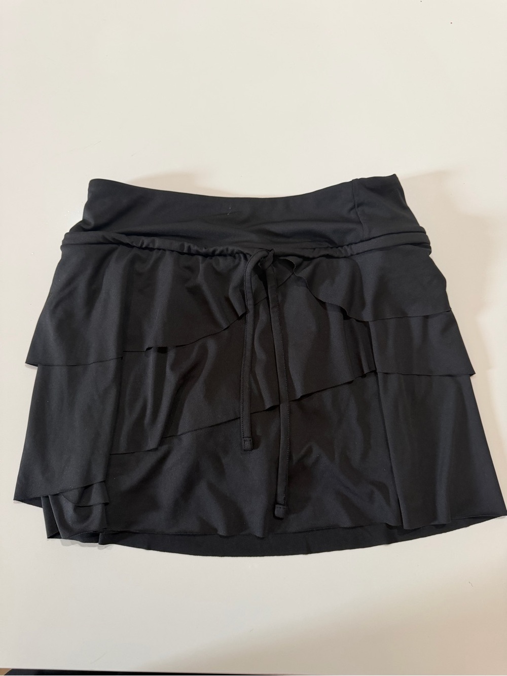Kyodan Black Layered Mini Skort with Waist Tie